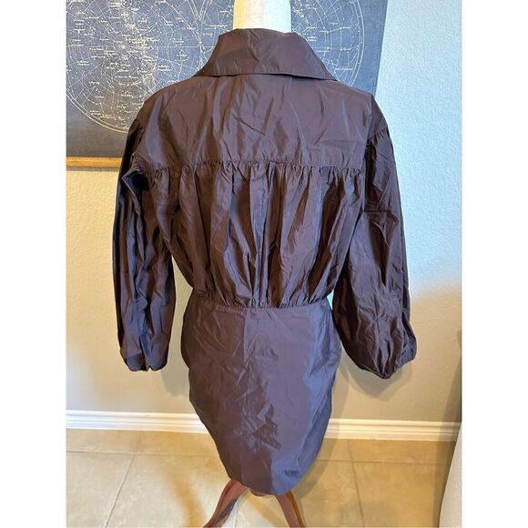NWT Rohe Novi Pleated Chocolate Brown Balloon Sleeve Mini Dress Women’s 42 / 10 - Picture 16 of 16